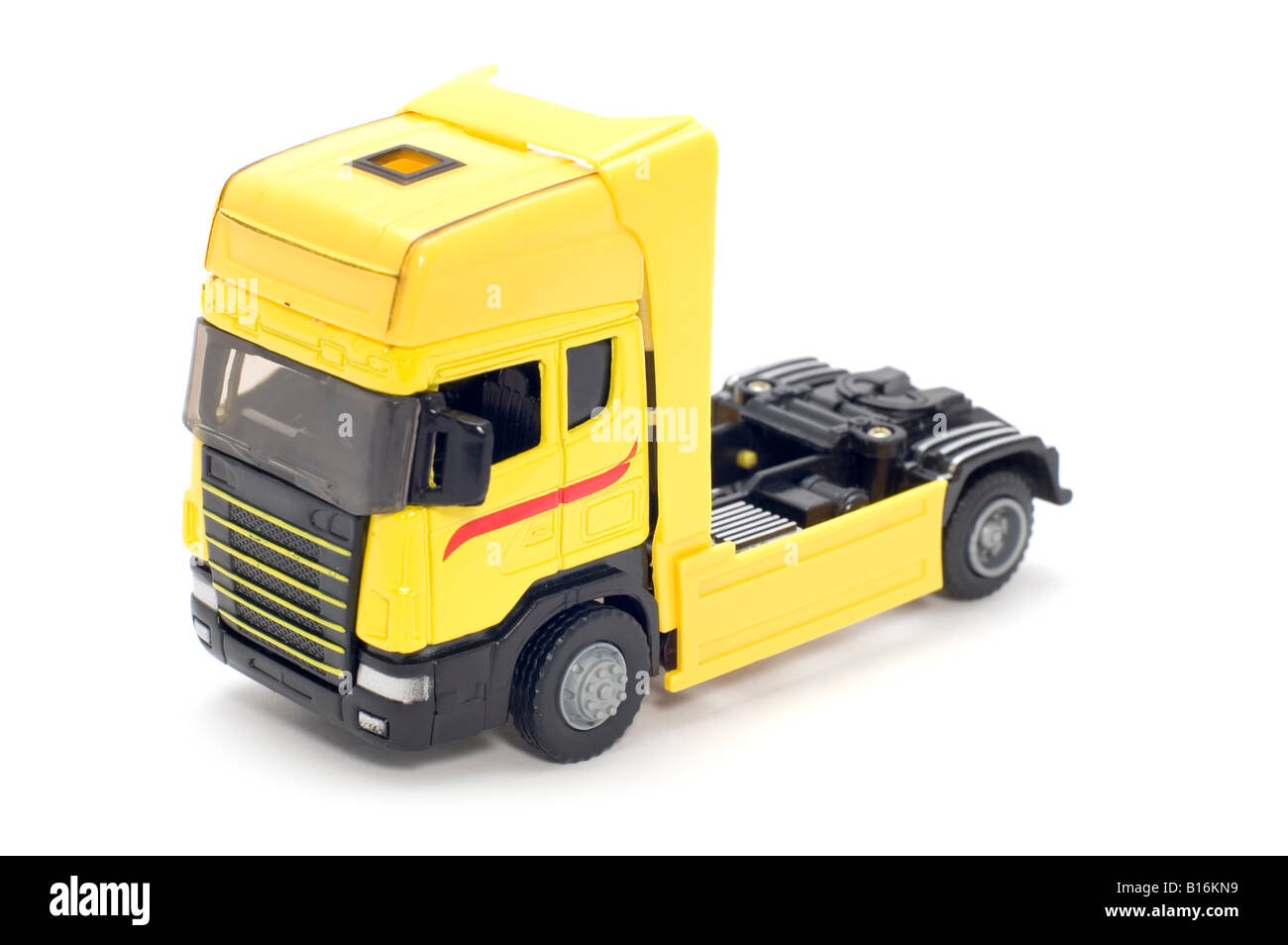 Objekt auf gelbe weiße Spielzeug-LKW Stockfoto