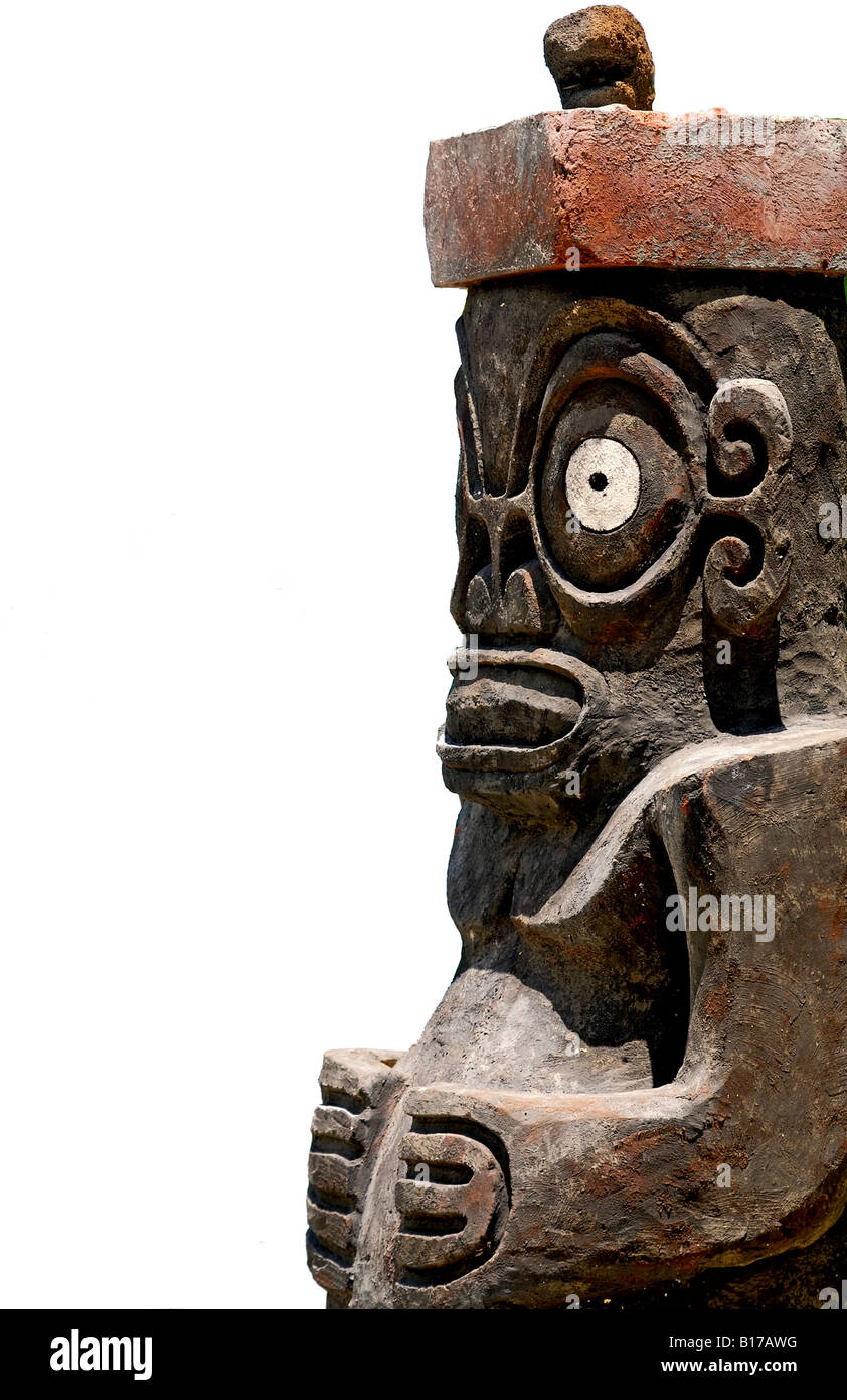 Isolierte traditionelle Tiki-Statue auf der Insel Bora Bora, Französisch-Polyniesien Stockfoto