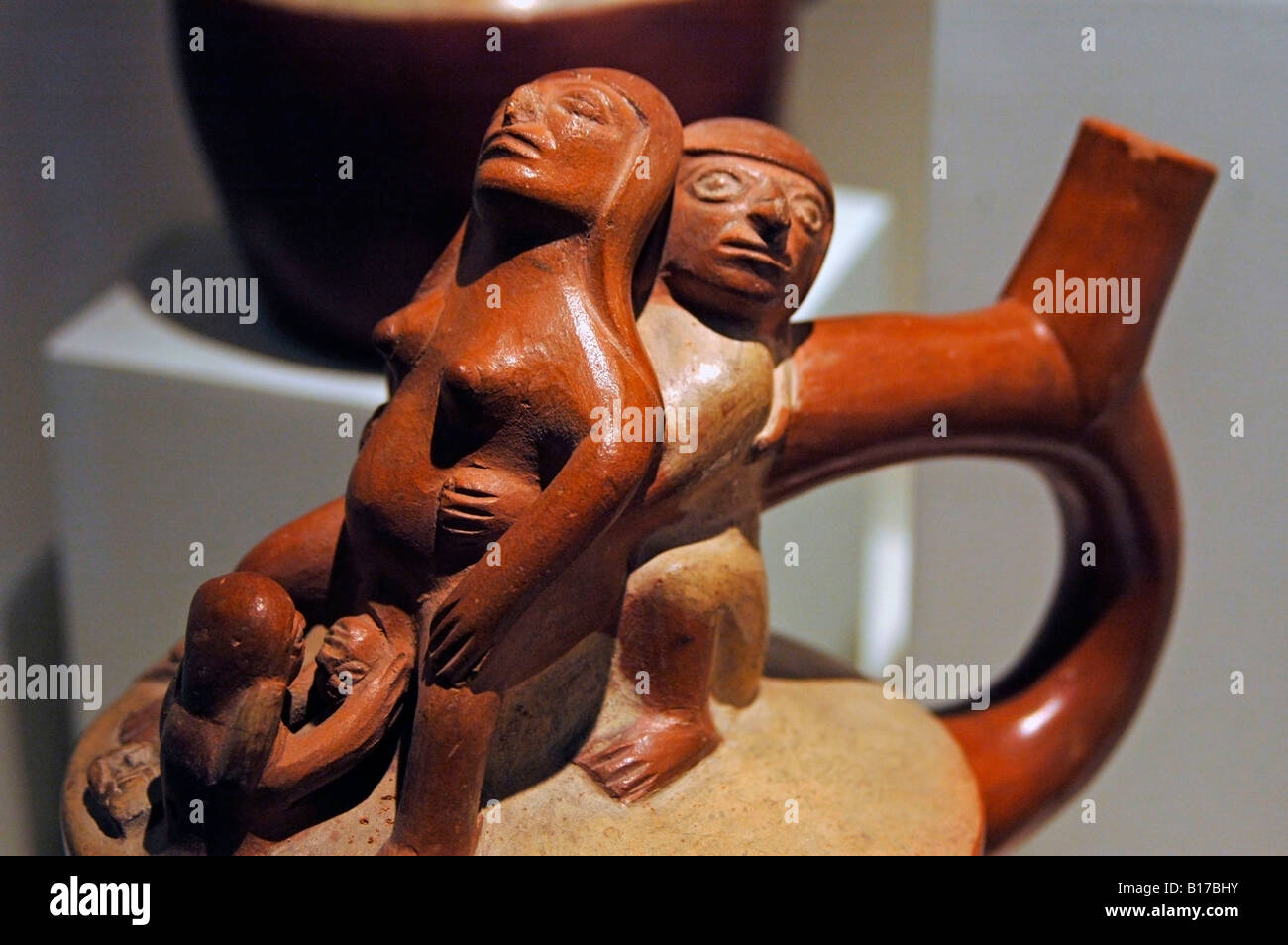 Skulptur. Keramik. Inka-Kultur. Frau Geburt. Stockfoto