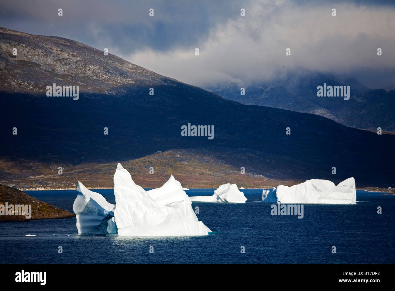 Eisberge, Insel Qoornoq, Provinz Kitaa, Südgrönland, Königreich Dänemark Stockfoto