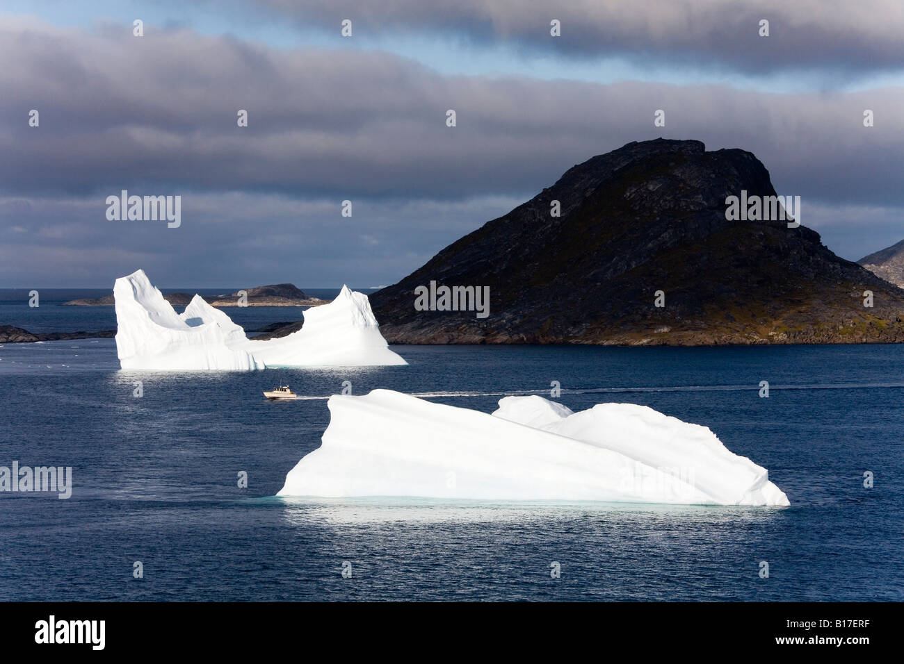 Eisberge, Insel Qoornoq, Provinz Kitaa, Südgrönland, Königreich Dänemark Stockfoto