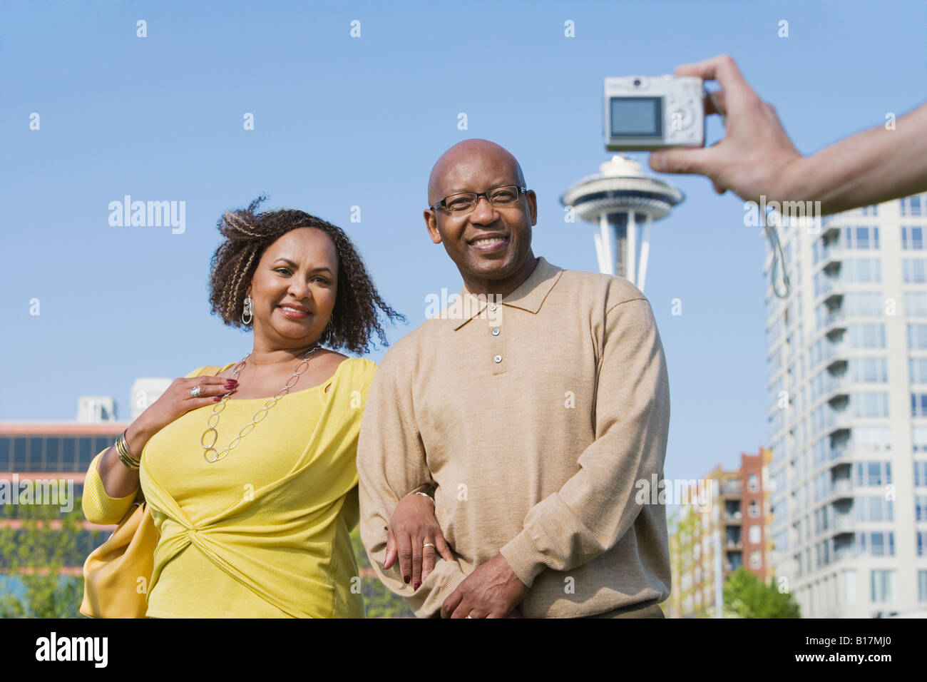 Afrikanische amerikanische paar beim Fotografieren Stockfoto