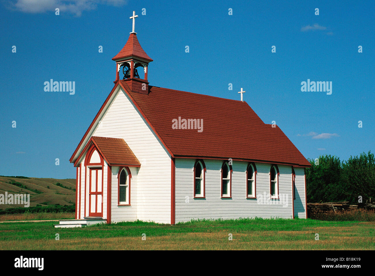 Kirche, qu Tal, Saskatchewan, Kanada Stockfoto