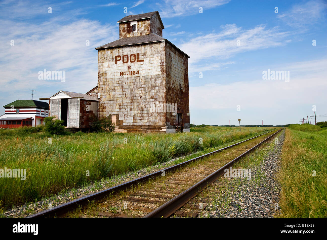 Ältesten verbleibenden hölzerne Getreidespeicher in Kanada an Fleming, Saskatchewan, Kanada Stockfoto
