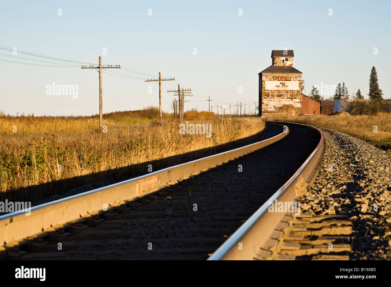 Ältesten verbleibenden hölzerne Getreidespeicher in Kanada an Fleming, Saskatchewan, Kanada Stockfoto