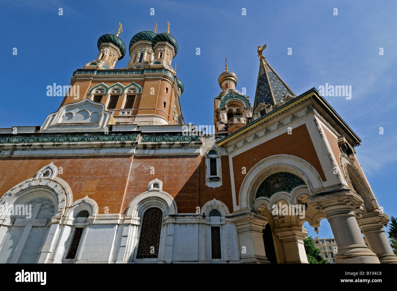 Russische orthodoxe Kathedrale des Heiligen Nikolaus in Nizza Frankreich nur zu redaktionellen Zwecken Stockfoto