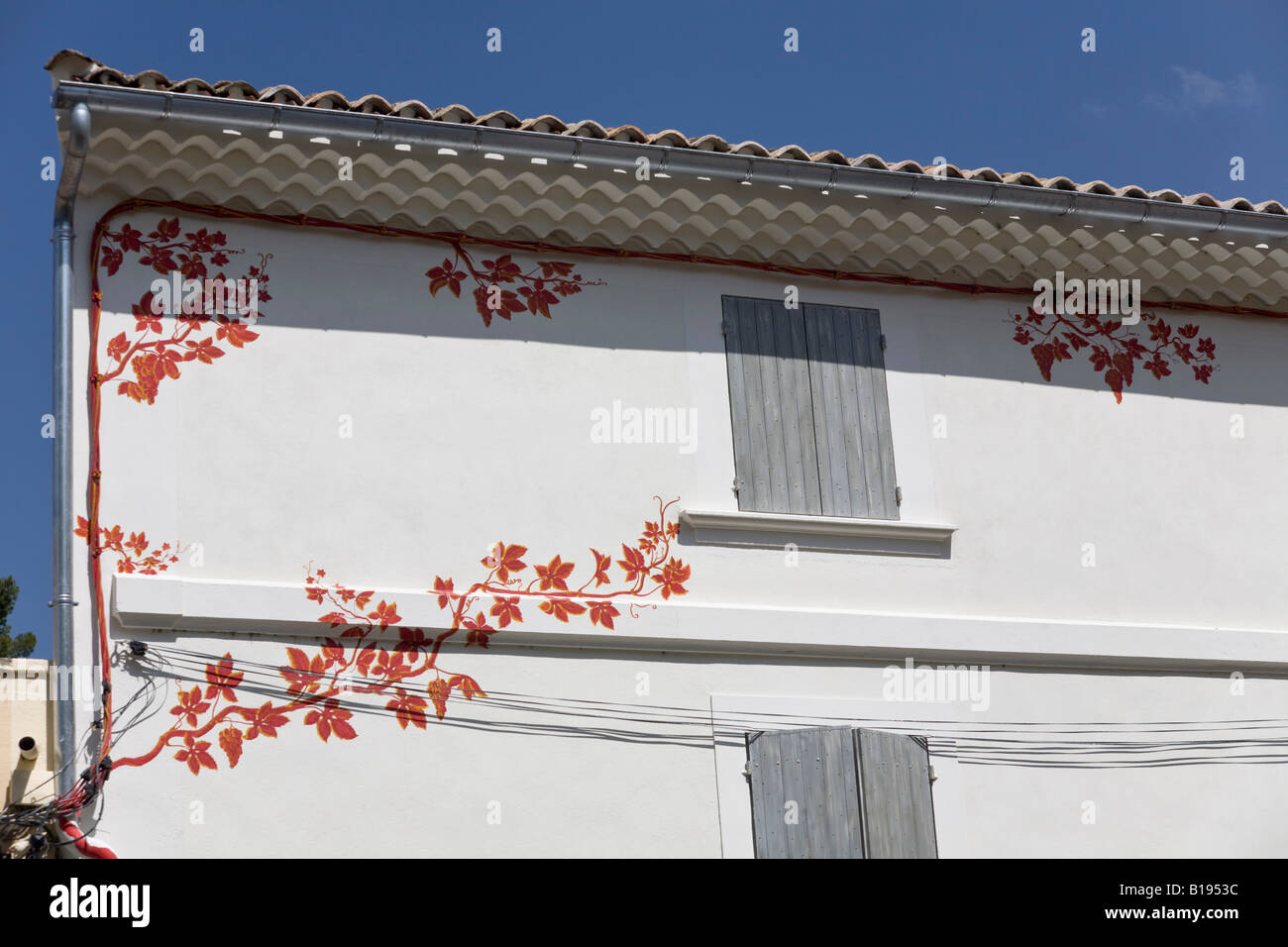 Ein Fresko eine Rebe-Aktie auf ein Haus Fontaine-de-Vaucluse (Frankreich) vertreten. Fresque Représentant un pied de Vigne Sur Une maison Stockfoto