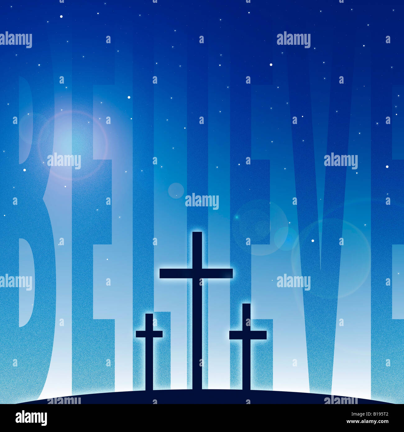 Drei Kreuze und glauben Stockfoto Drei Kreuze und glauben Stockfoto