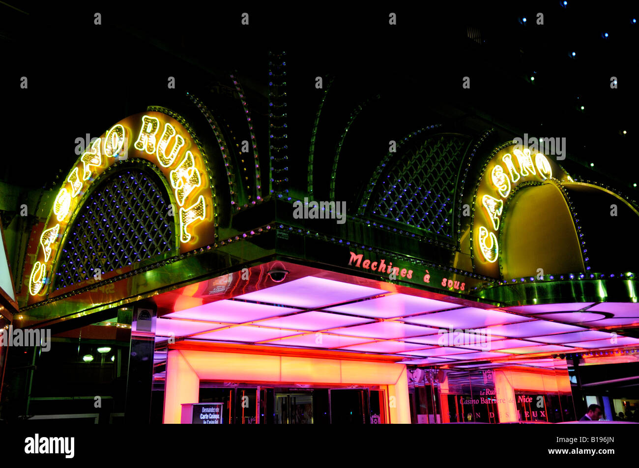 Casino Ruhl Nummer 1 Promenade des Anglais-Nizza-Frankreich in der Nacht Juni 2008 nur zu redaktionellen Zwecken Stockfoto