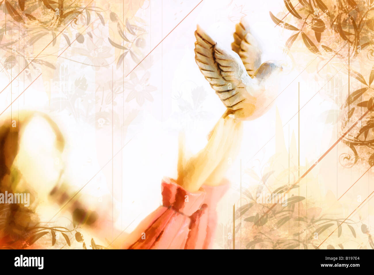 Frau Vermietung Vogel frei Stockfoto