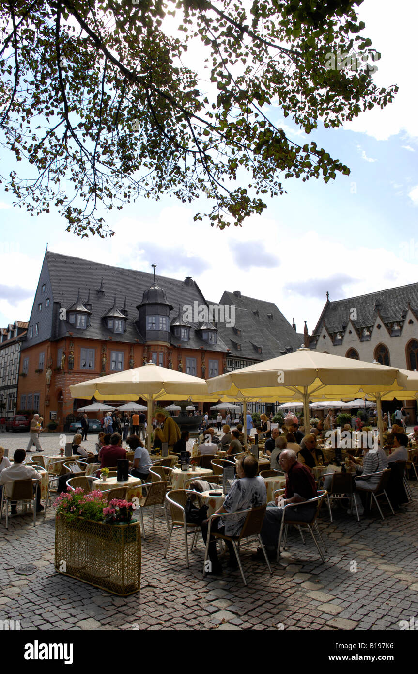 Markt Platz Marktplatz Goslar Altstadt untere Sachsen Deutschland Harz UNESCO World Heritage Site Reisen Tourismus deustchland Stockfoto