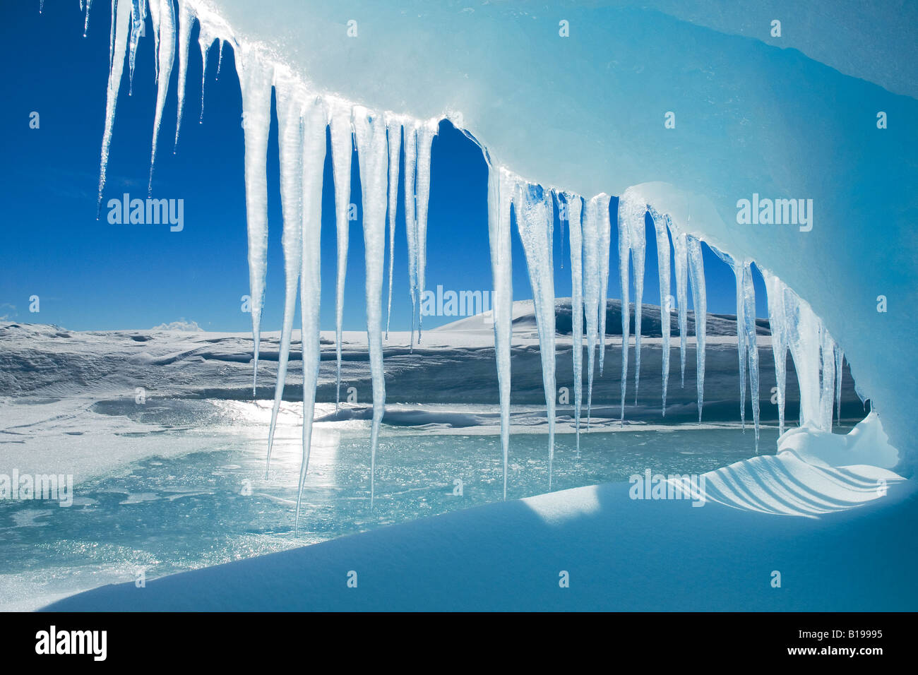 Antarktis Eiszapfen, Snow Hill Island, Weddellmeer, Antarktis Stockfoto