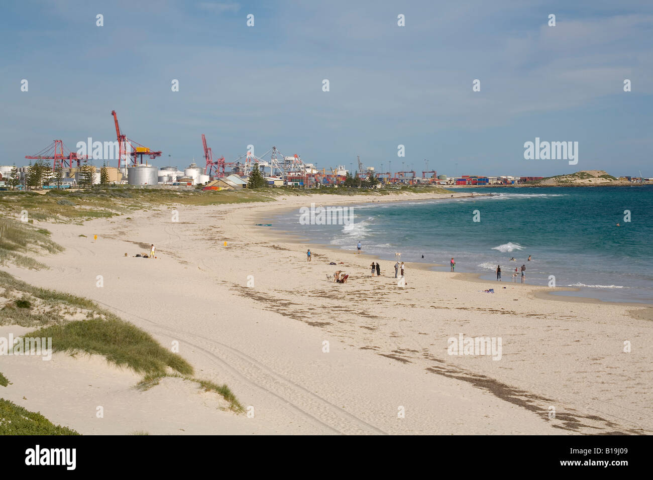 Blick auf den Norden Maulwurf Leighton Strand in der Nähe von Fremantle anlegt, Fremantle, Western Australia Stockfoto