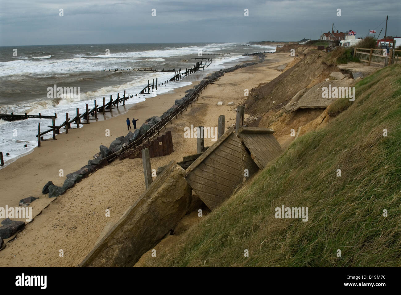 Meer Küstenerosion verwaltet Retreat Happisburgh Stockfoto