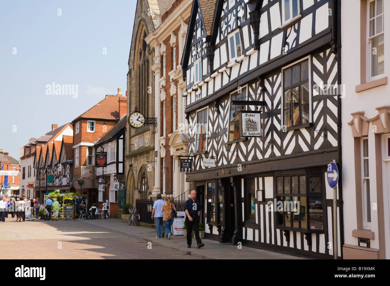 16. Jahrhundert schwarze und weiße Holz gerahmt Tudor Gebäude 1510 in der Bohrung Street Lichfield, Staffordshire West Midlands England Großbritannien Großbritannien Stockfoto