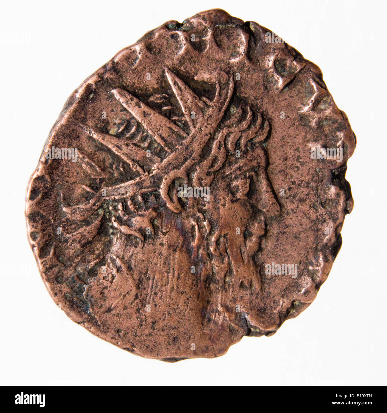 Römische Bronze Münze Tetricus ich Stockfoto