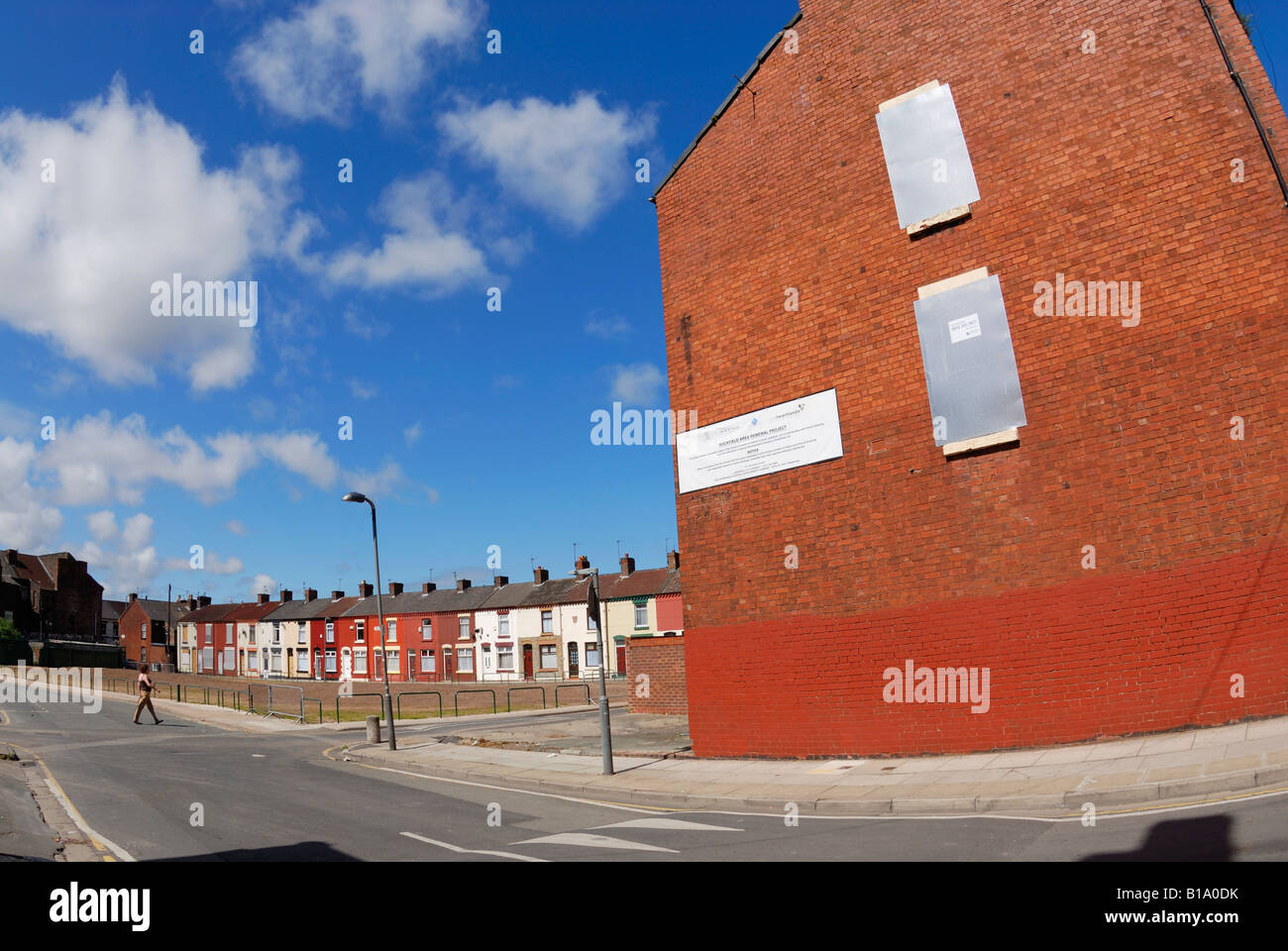 Sanierten terrassenförmig angelegten Wohnraum in Gilman Street im Stadtteil von Liverpool Anfield Road Stockfoto