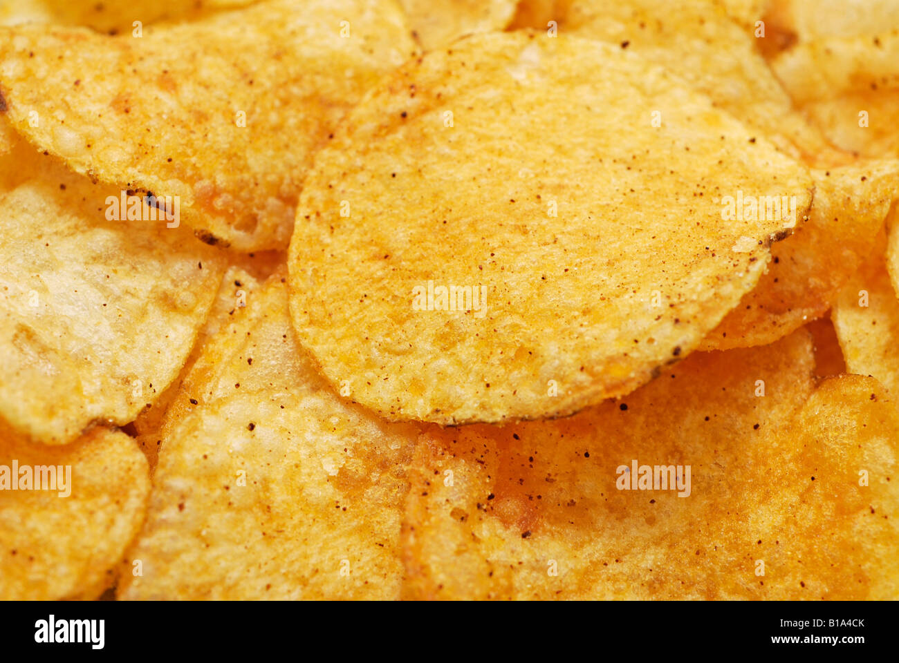 Detail, gewürzten Kartoffelchips Stockfoto