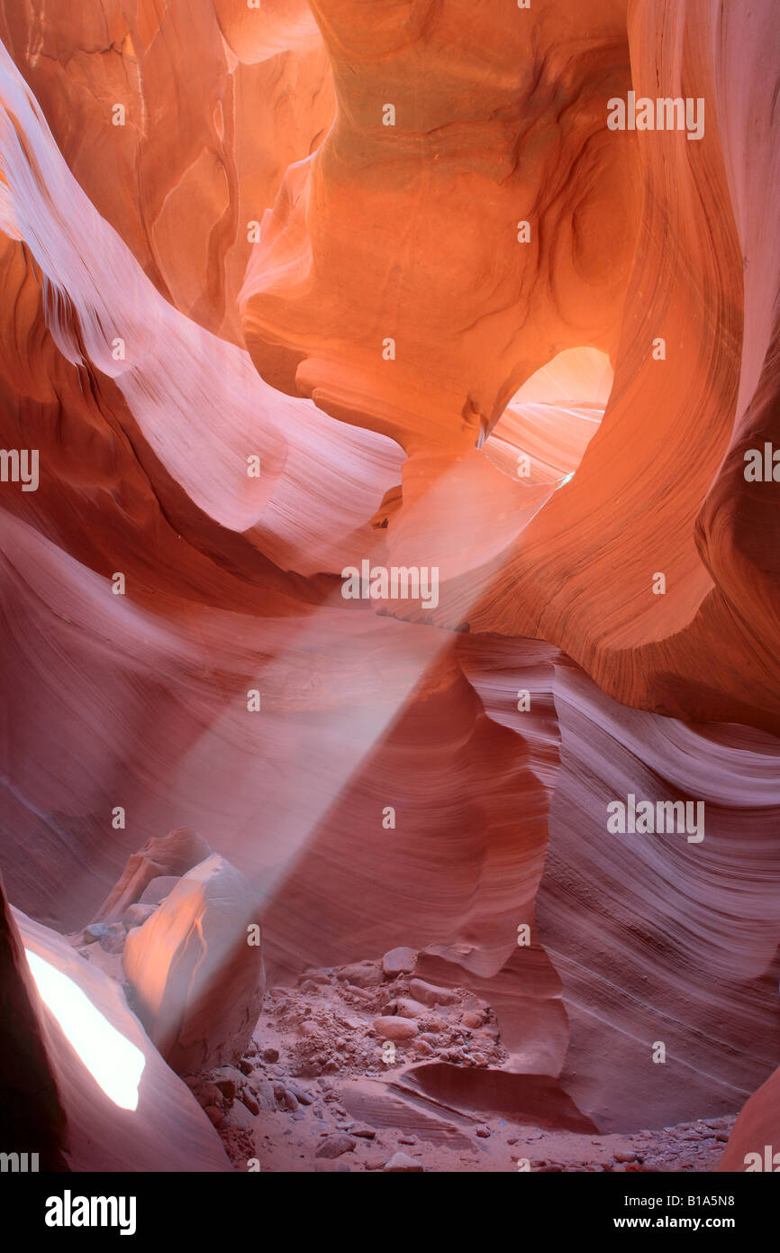 Lichtstrahl im Antelope Canyon, Arizona Stockfoto
