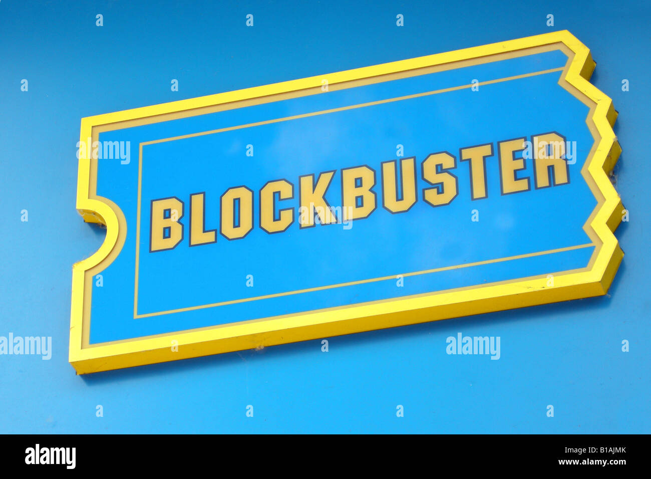Blockbuster-Schild außerhalb der Videothek Stockfoto