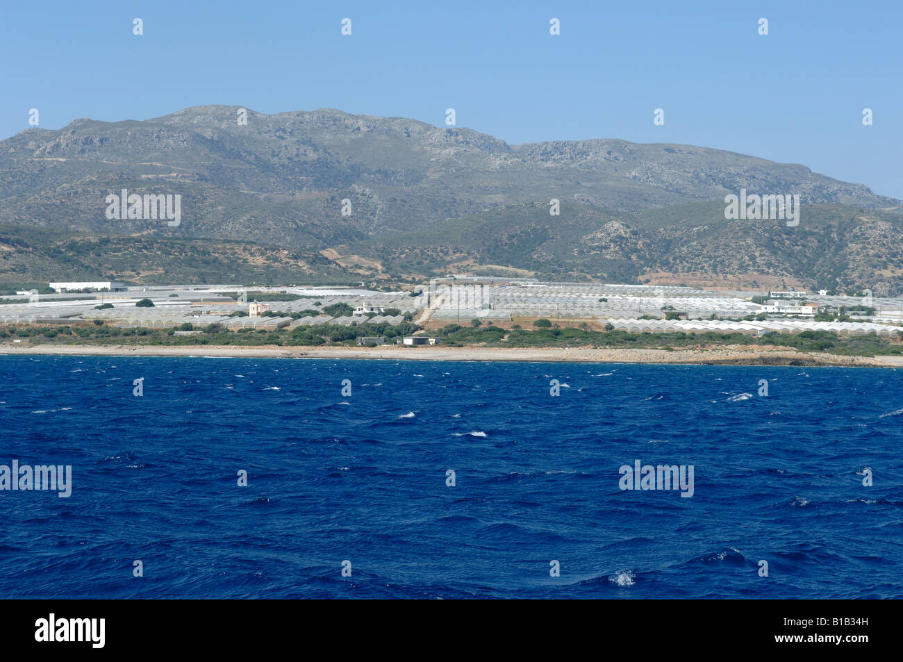 Große Anzahl von Polyethylen Häuser für den Gemüseanbau in der Nähe von Paleochora in Süd-West-Kreta Stockfoto