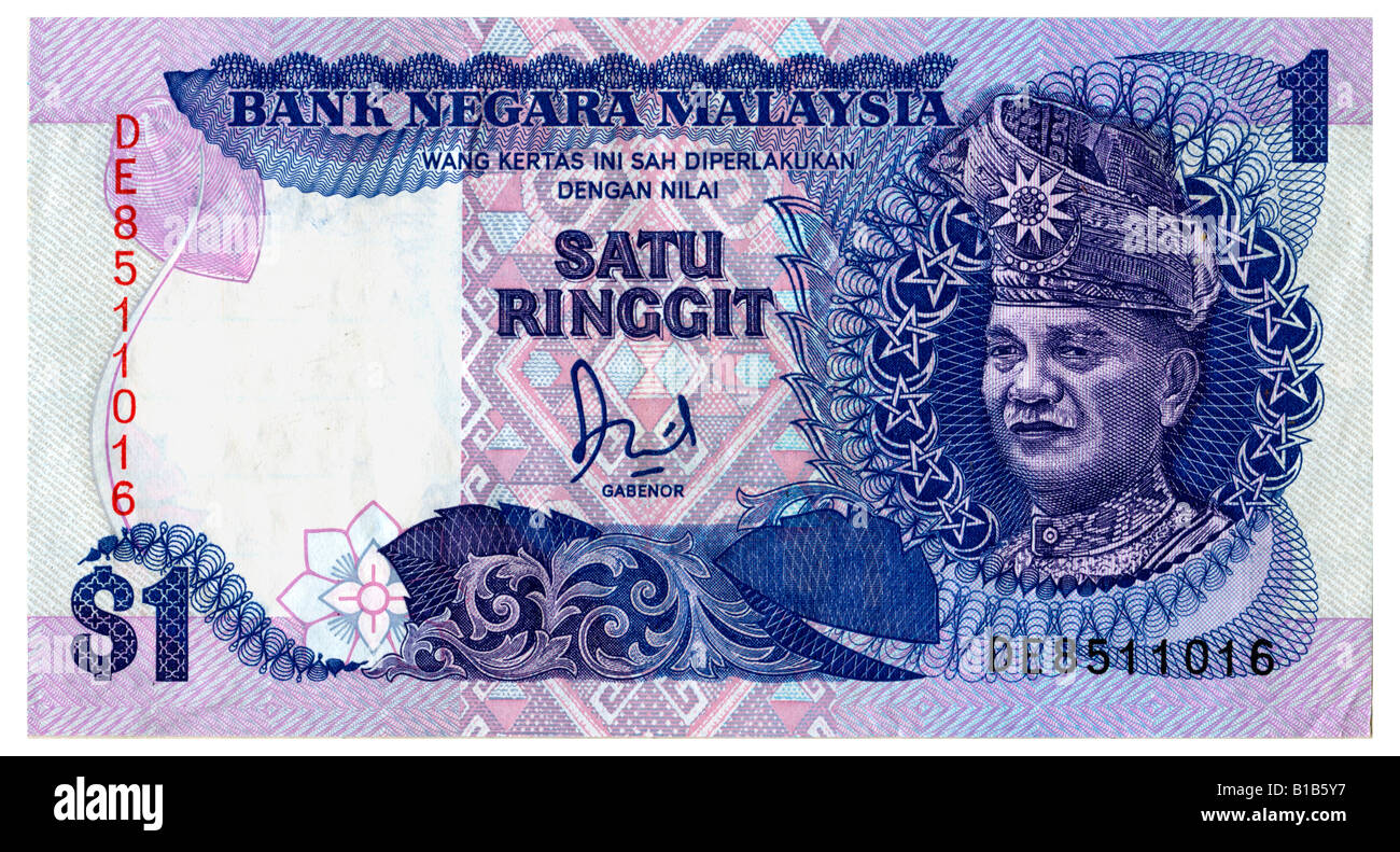 Malaysische eine Dollar-Note, close-up Stockfoto