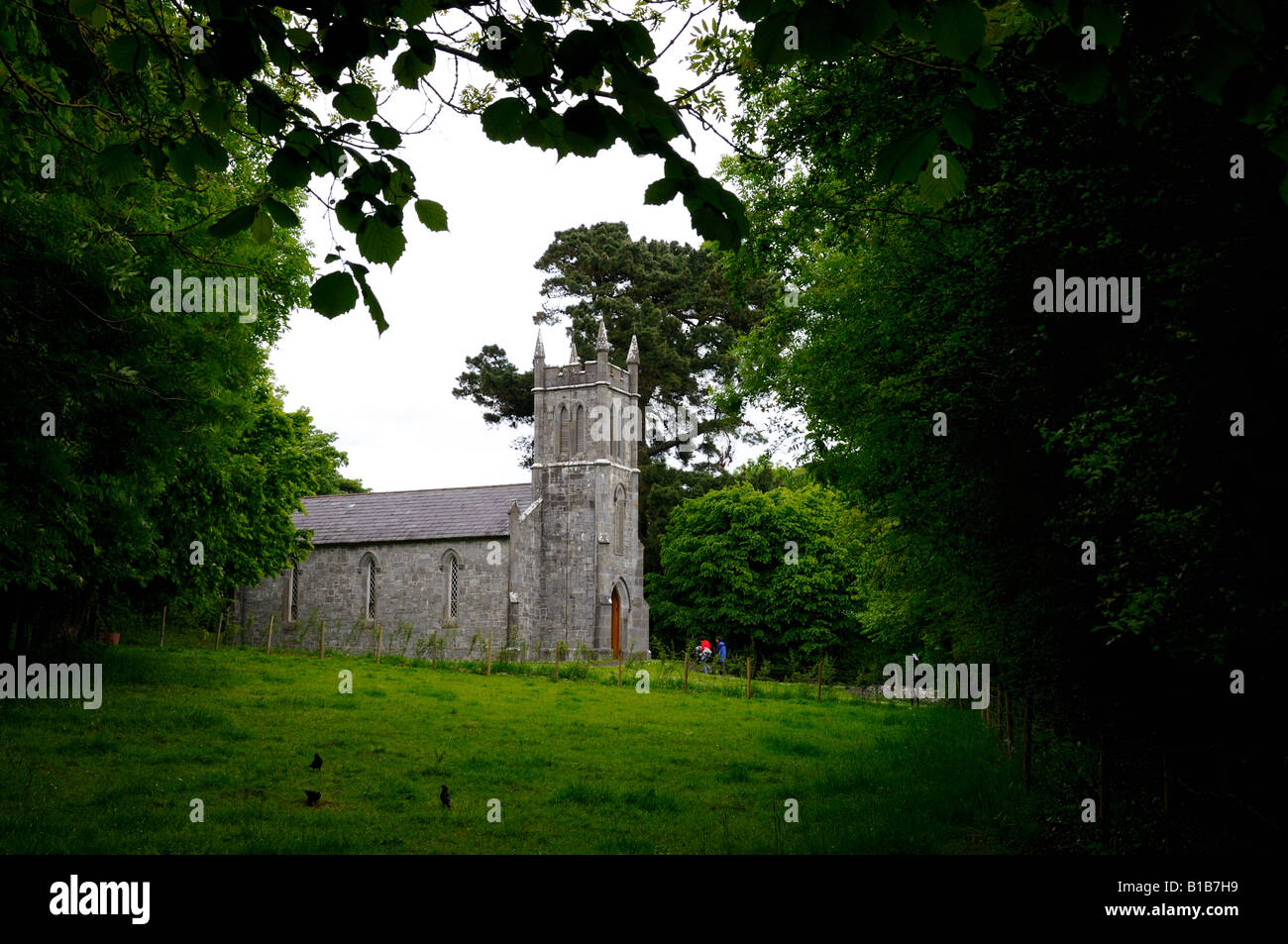 Eine Kirche in irischen Landschaft. County Clare, Irland. Stockfoto