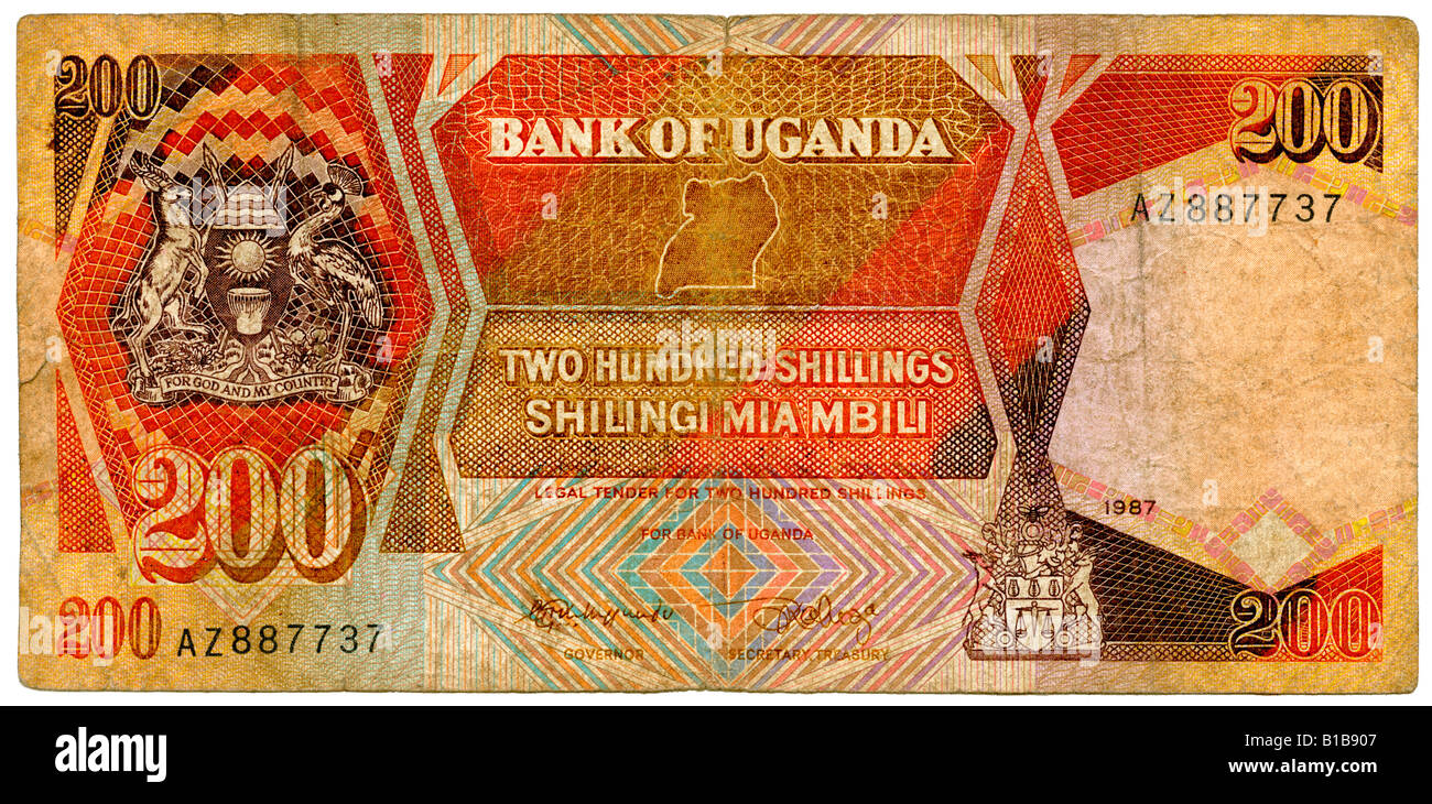 Banknote, Uganda-Schilling, Nahaufnahme Stockfoto