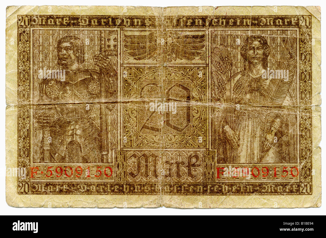 Alte deutsche Reichsmark Banknote, close-up Stockfoto
