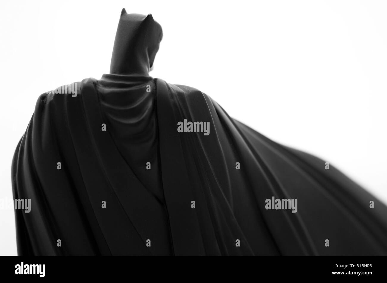 Nahaufnahme von der Rückseite einer Batman-Statue Stockfoto
