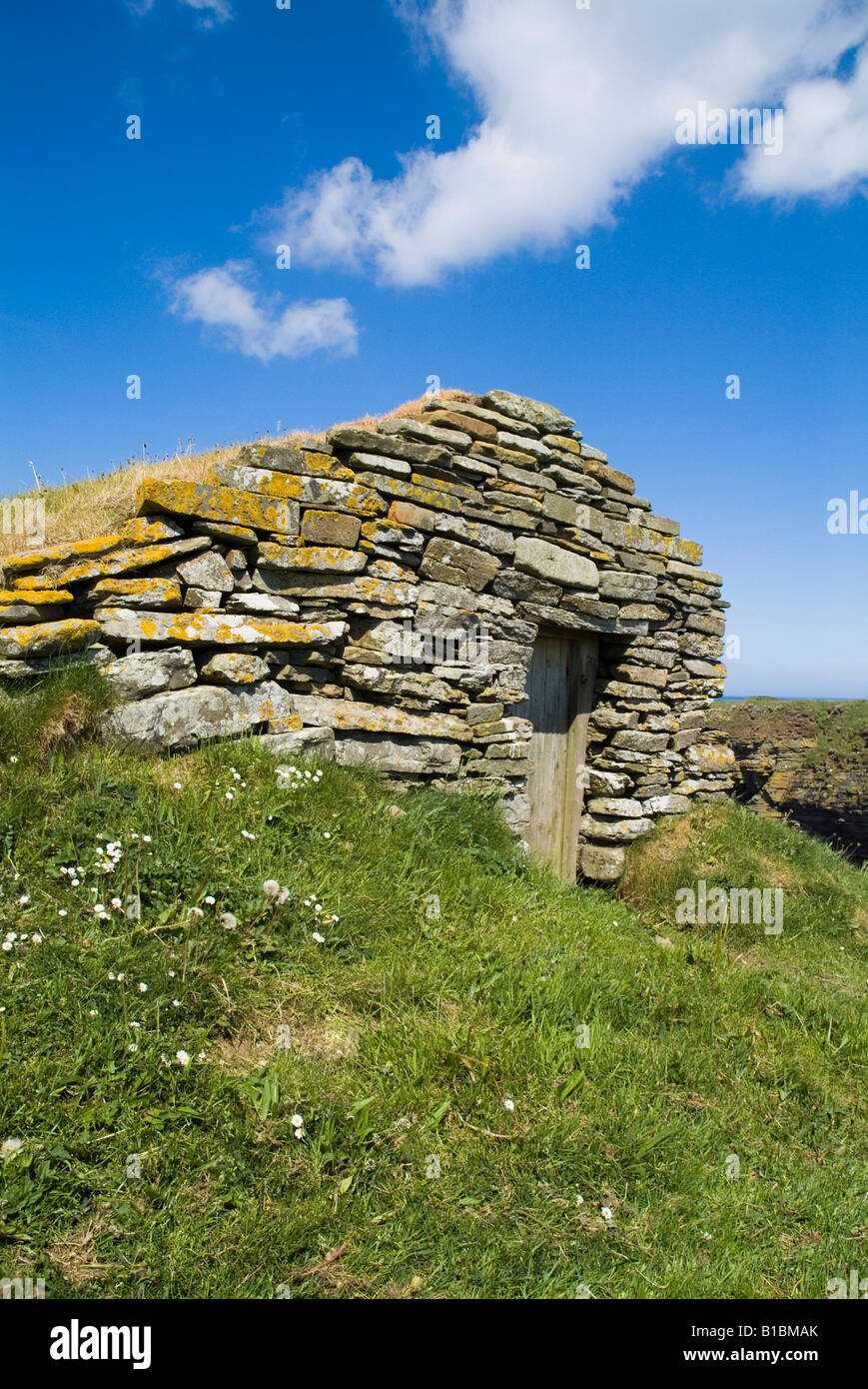 dh BIRSAY ORKNEY Fishermens Steinhütte Lagerung Traditionshaus Erbe Stockfoto
