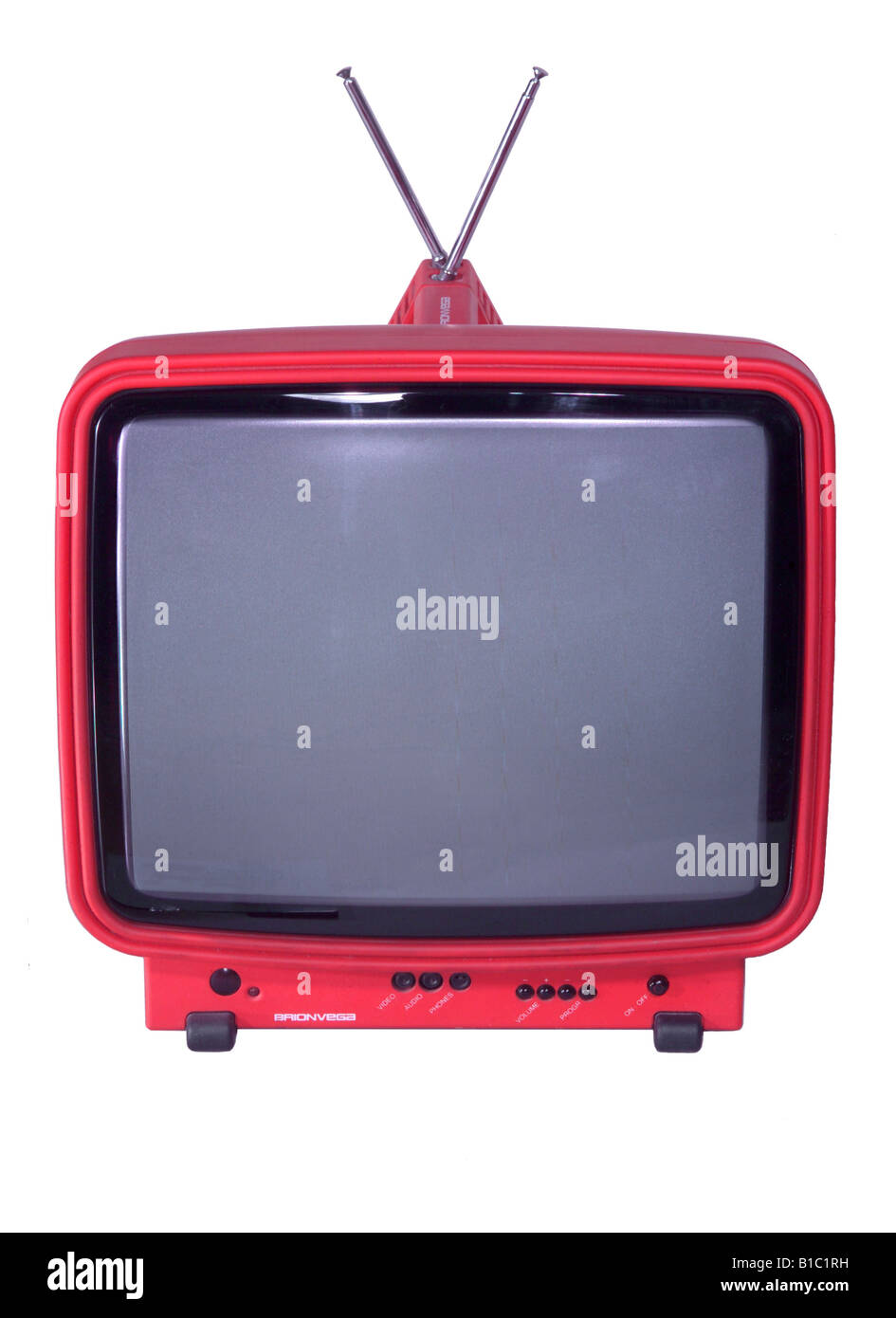 Broadcast, Fernsehen, TV-Gerät, Typ Brionvega Best 15 2, Italien, 1995, historisch, historisch, technisch, Technik, Erfindung, Clipping, 1990er Jahre, tragbar, Antenne, rot, Kunststoffgehäuse, entworfen von Mario Bellini, Design, produziert von Brionvega S.p.A., Typ, Sets, 20. Jahrhundert, Stockfoto