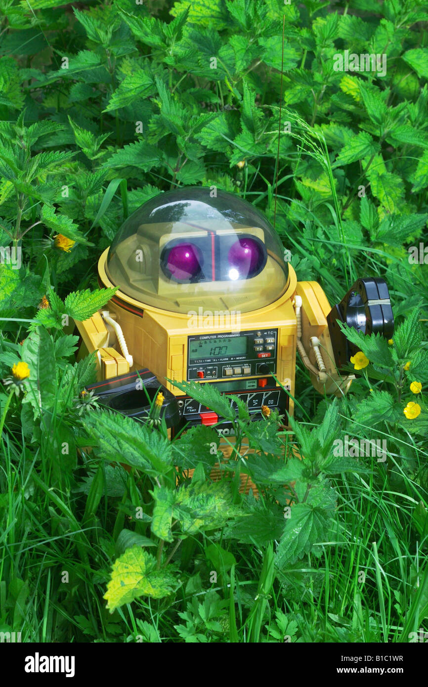 Spielzeug, roboterspielzeug mit integriertem Radio- und Kassettenrekorder, Japan, 1979, Stockfoto