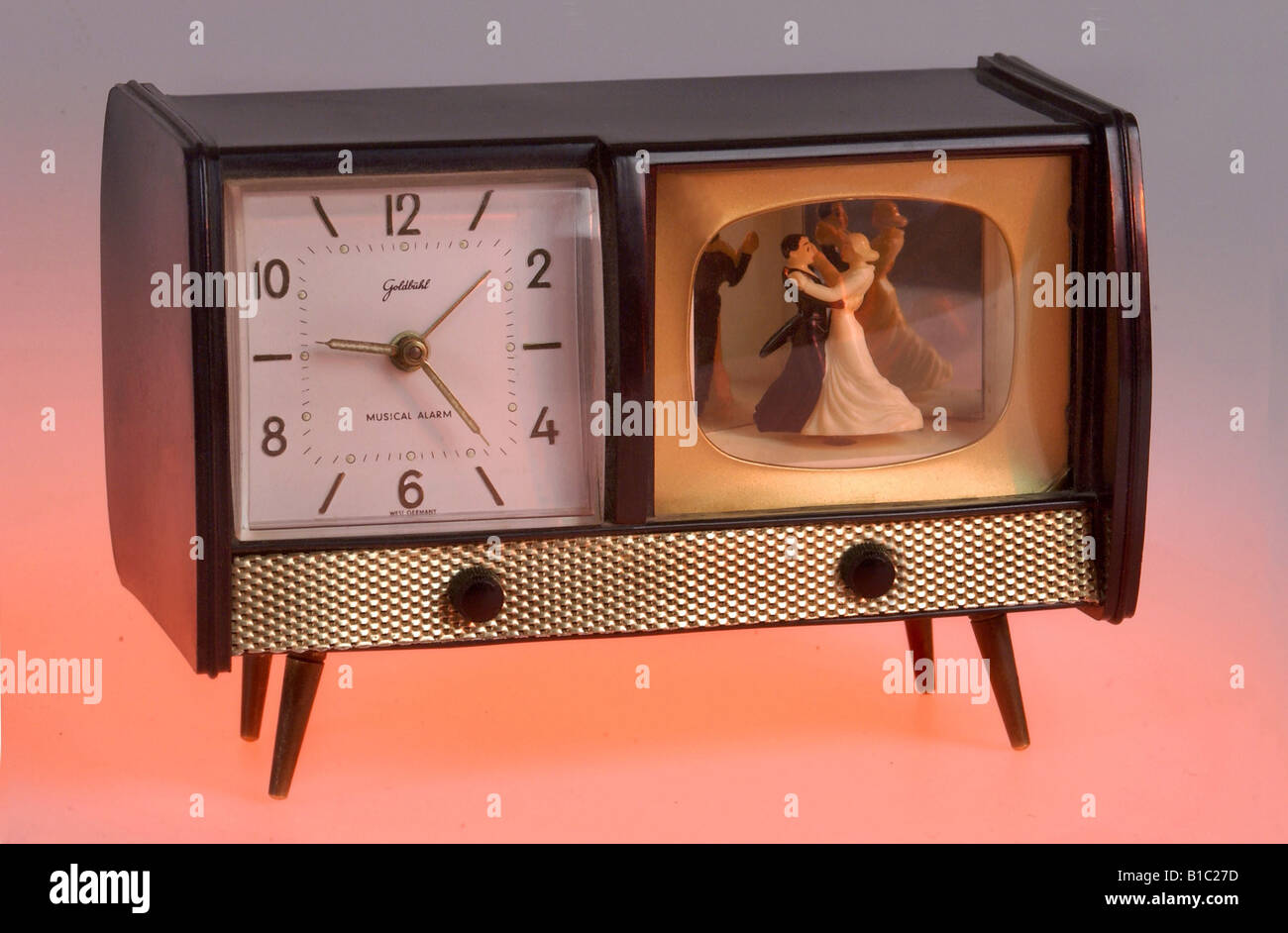 Uhren, Musikuhr mit Alarmglocke, Fernsehdesign, Goldbuehl, Deutschland, 1956, Stockfoto