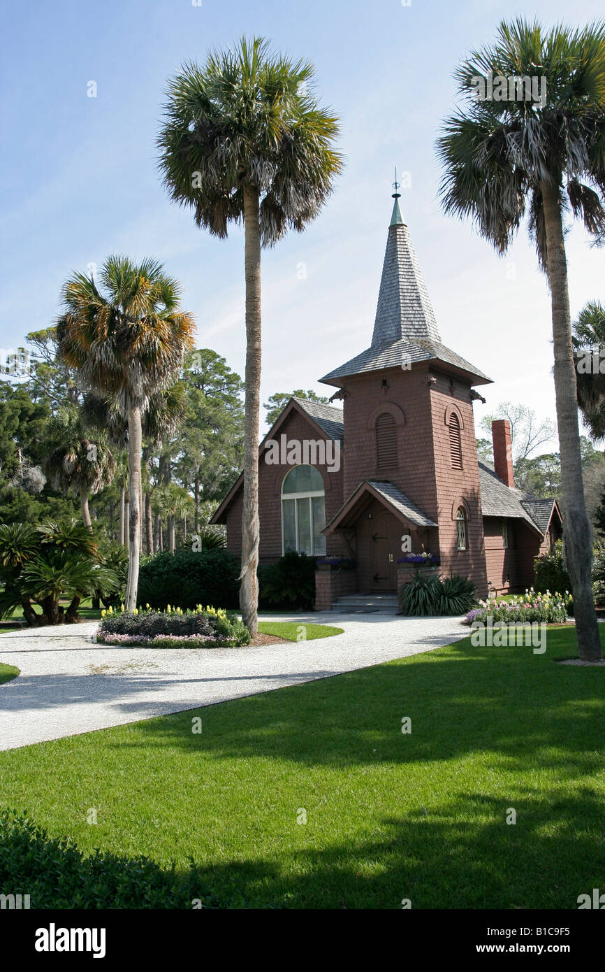 Glauben-Kapelle und Jekyll Island Museum auf Jekyll Island Clubresort Stockfoto