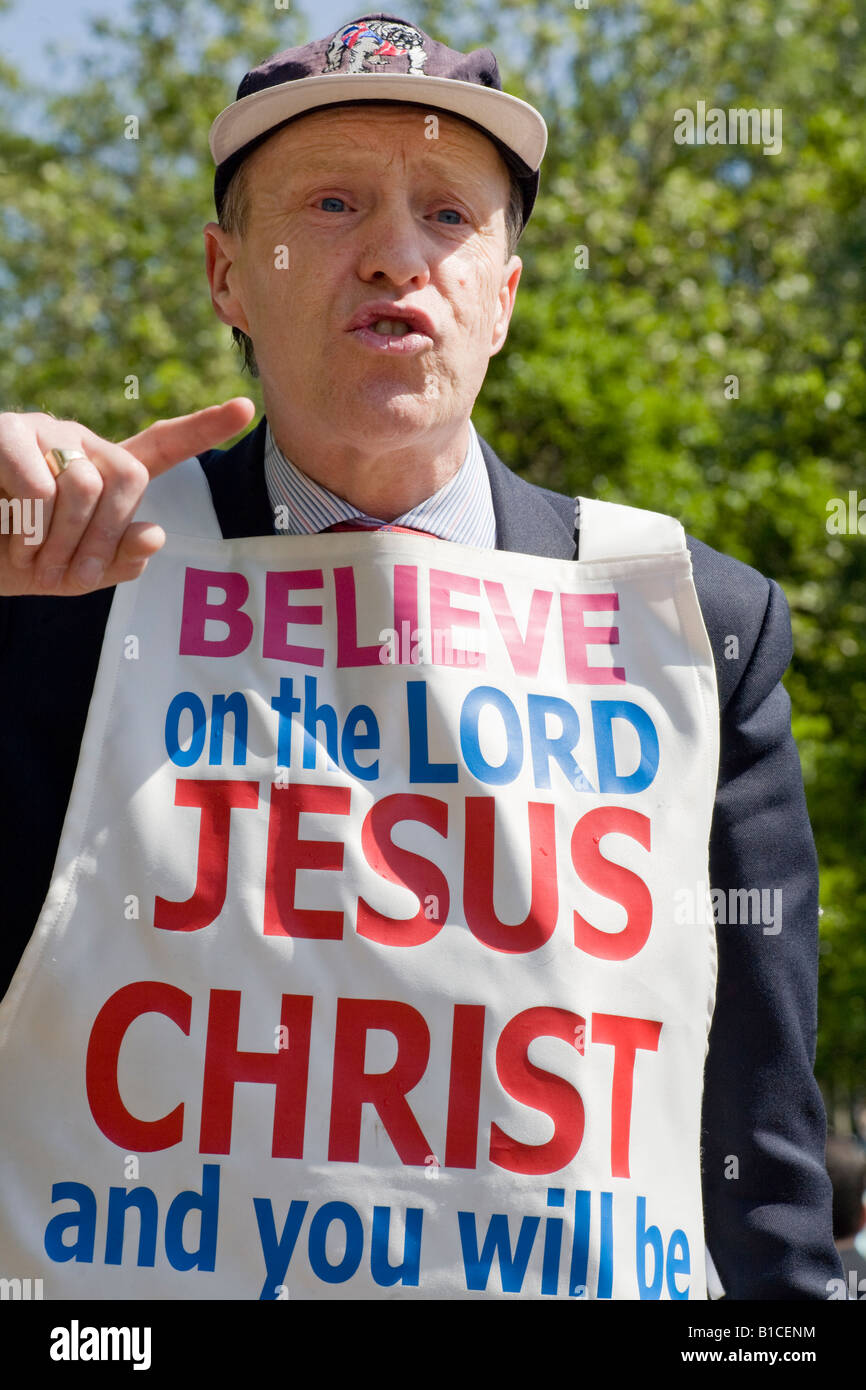 Christliche Prediger. Speakers Corner, Hyde Park, London, England Stockfoto