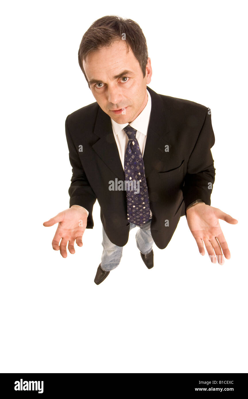 Geschäftsmann mit Krawatte und Datei von oben gesehen Stockfoto