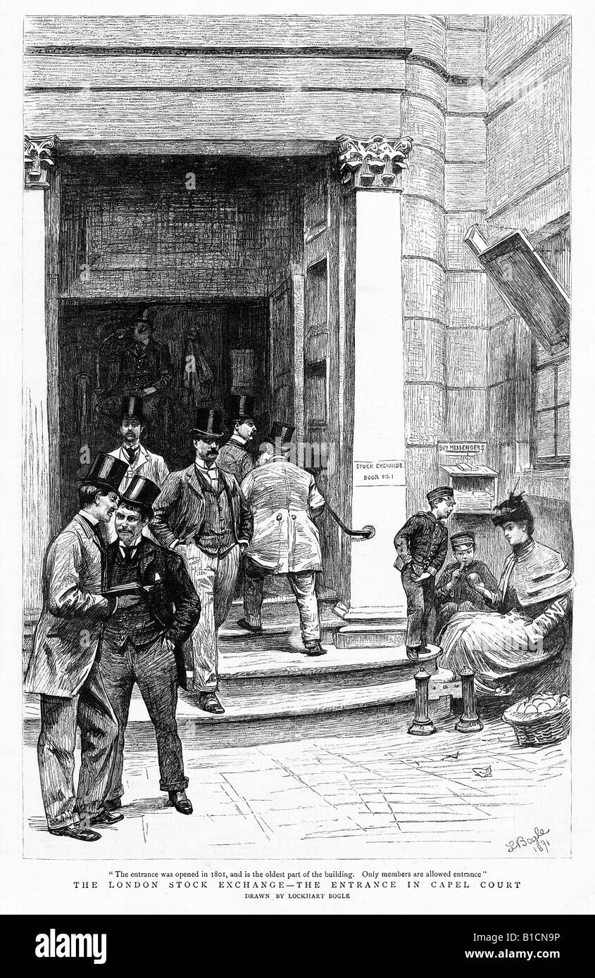 London Stock Exchange Capel Court 1891 zu drucken, der den Eingang, der älteste Teil des Gebäudes wurde Stockfoto