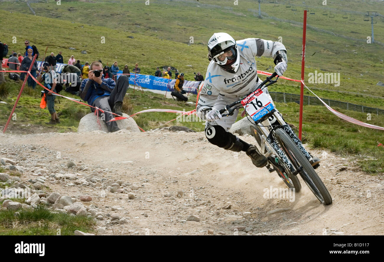 Helene Valer Frühwirth Österreich konkurriert in der Womans Abfahrt endgültig in die UCI Mountain Bike World Cup in Fort William. Stockfoto