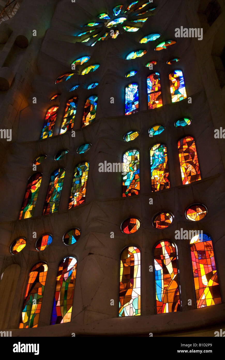Sagrada Familia Glasfenster Barcelona Spanien Stockfoto