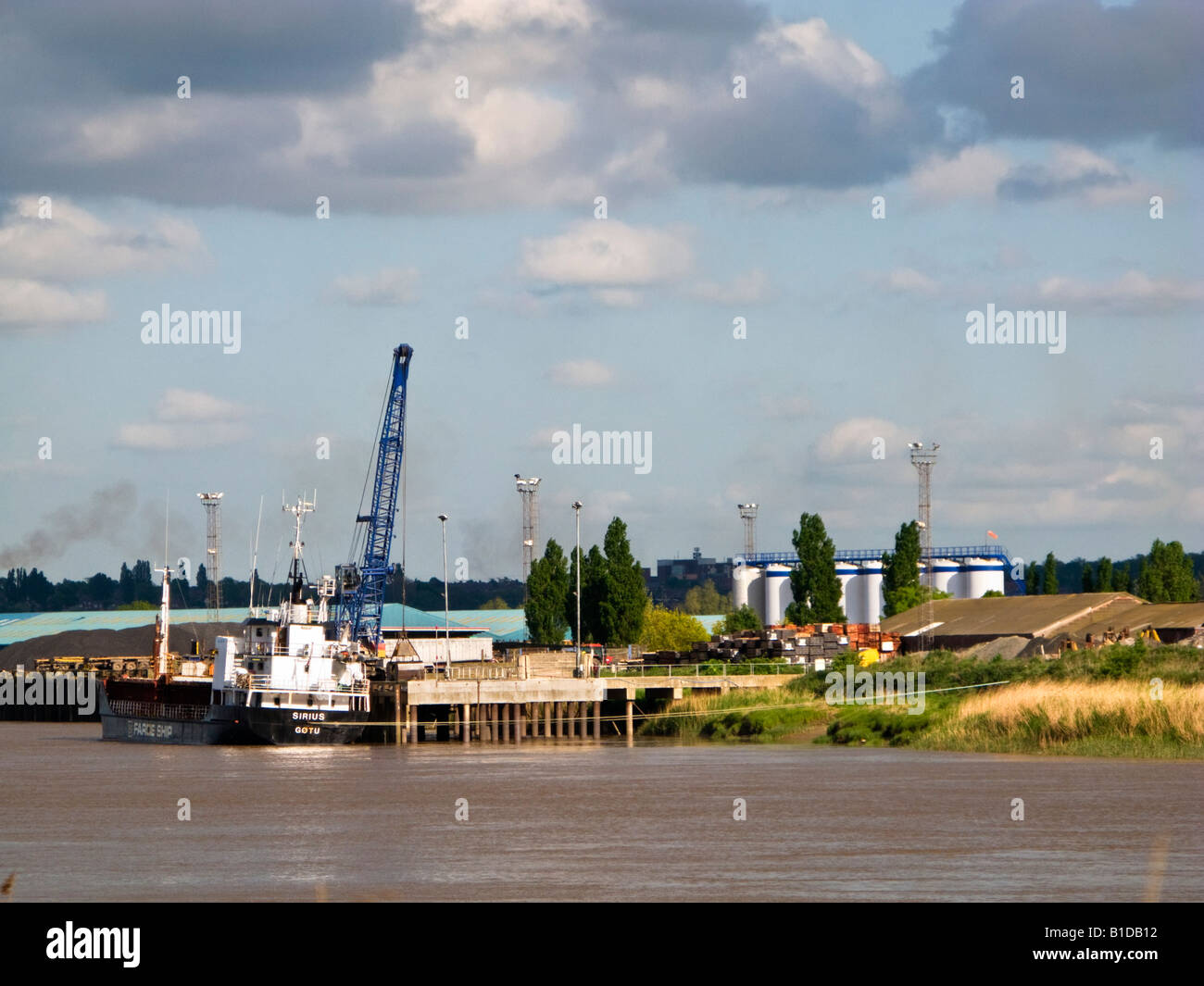 "Grove Wharf" auf dem Fluss Trent nahe Scunthorpe North Lincolnshire UK Stockfoto