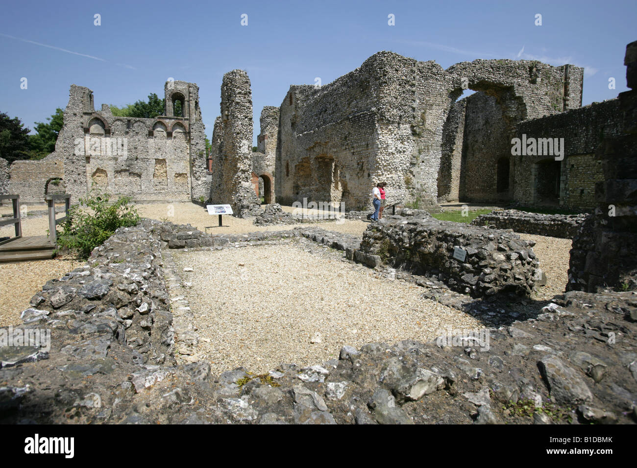 Stadt von Winchester, England. Die zerstörten Überreste Wolvesey Castle