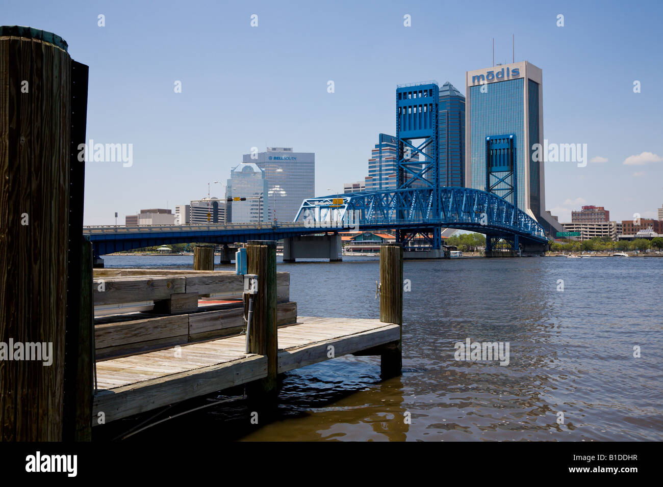 Jacksonville-Skyline-Blick nach Norden von Freundschaft Parkanlage Stockfoto