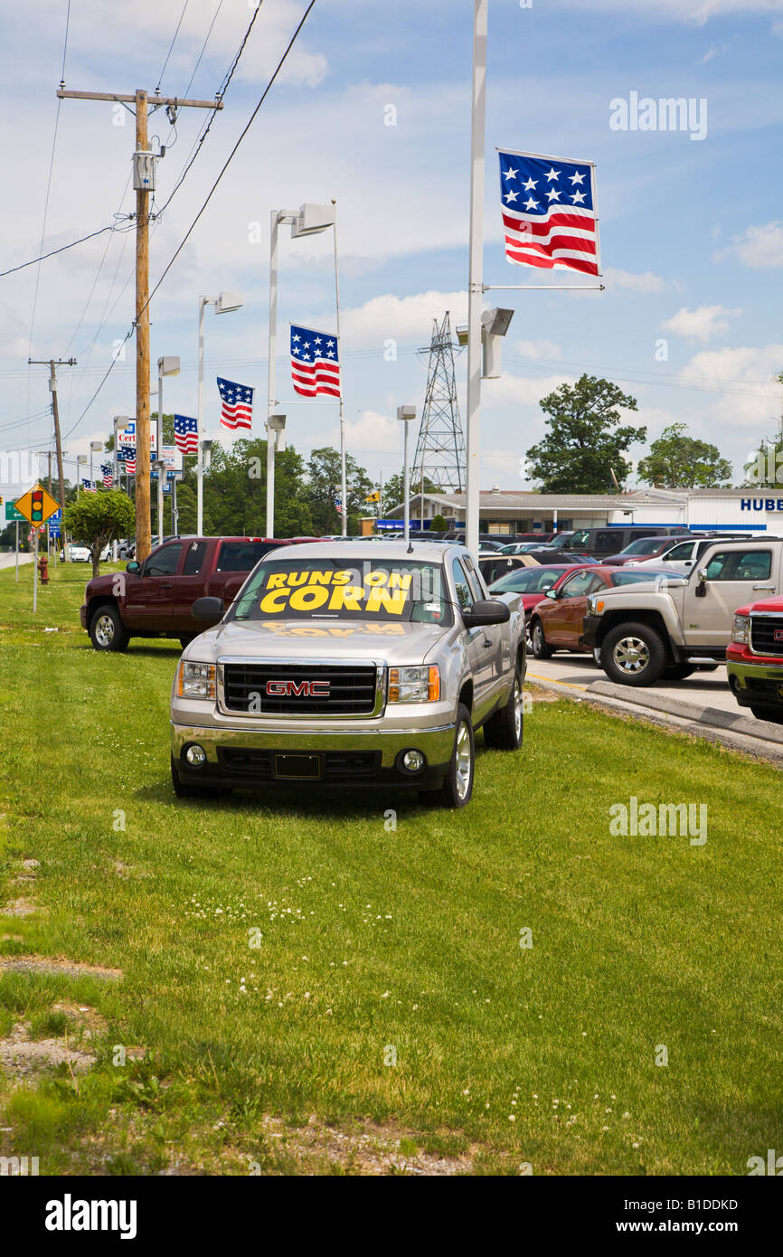 Neue Werbung Fahrzeugnutzung Mais basierend Ethanol alternative Kraftstoffe Stockfoto