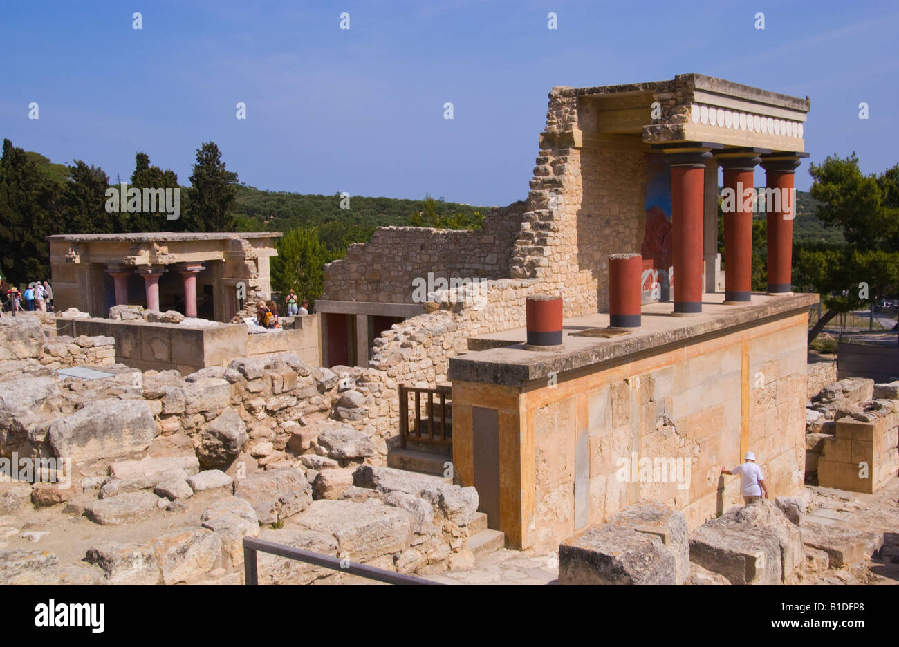 Minoischen Palast von Knossos auf griechisch mediterranen Insel Kreta teilweise rekonstruiert durch englische Archäologe Arthur Evans Stockfoto