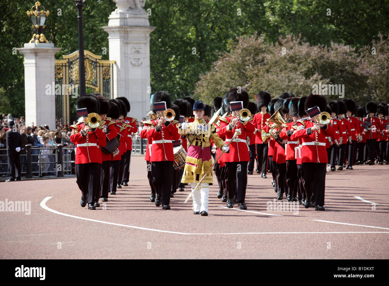 Irish Guards Band Buckingham Palace London Trooping die Farbe Zeremonie 14. Juni 2008 Stockfoto
