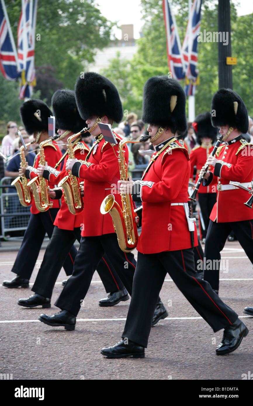 Grenadier Guards Band, Buckingham Palace, London, Trooping die Farbe Zeremonie 14. Juni 2008 Stockfoto