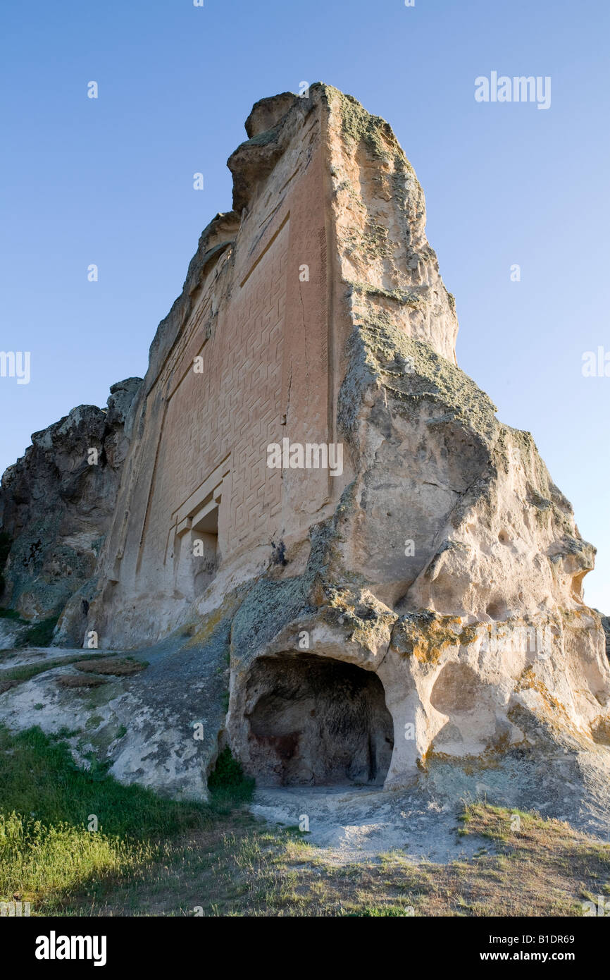 Der Fels gehauenen Grab des König Midas bei Midassehir bekannt als Yazilikaya, westlichen Anatolien, Türkei Stockfoto