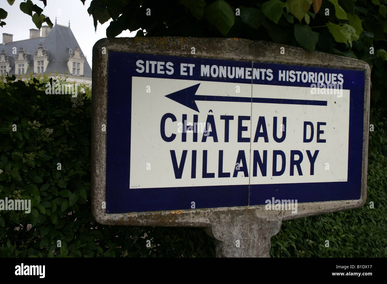 Chateau de Villandry Wegweiser Touraine Loire-Tal Stockfoto