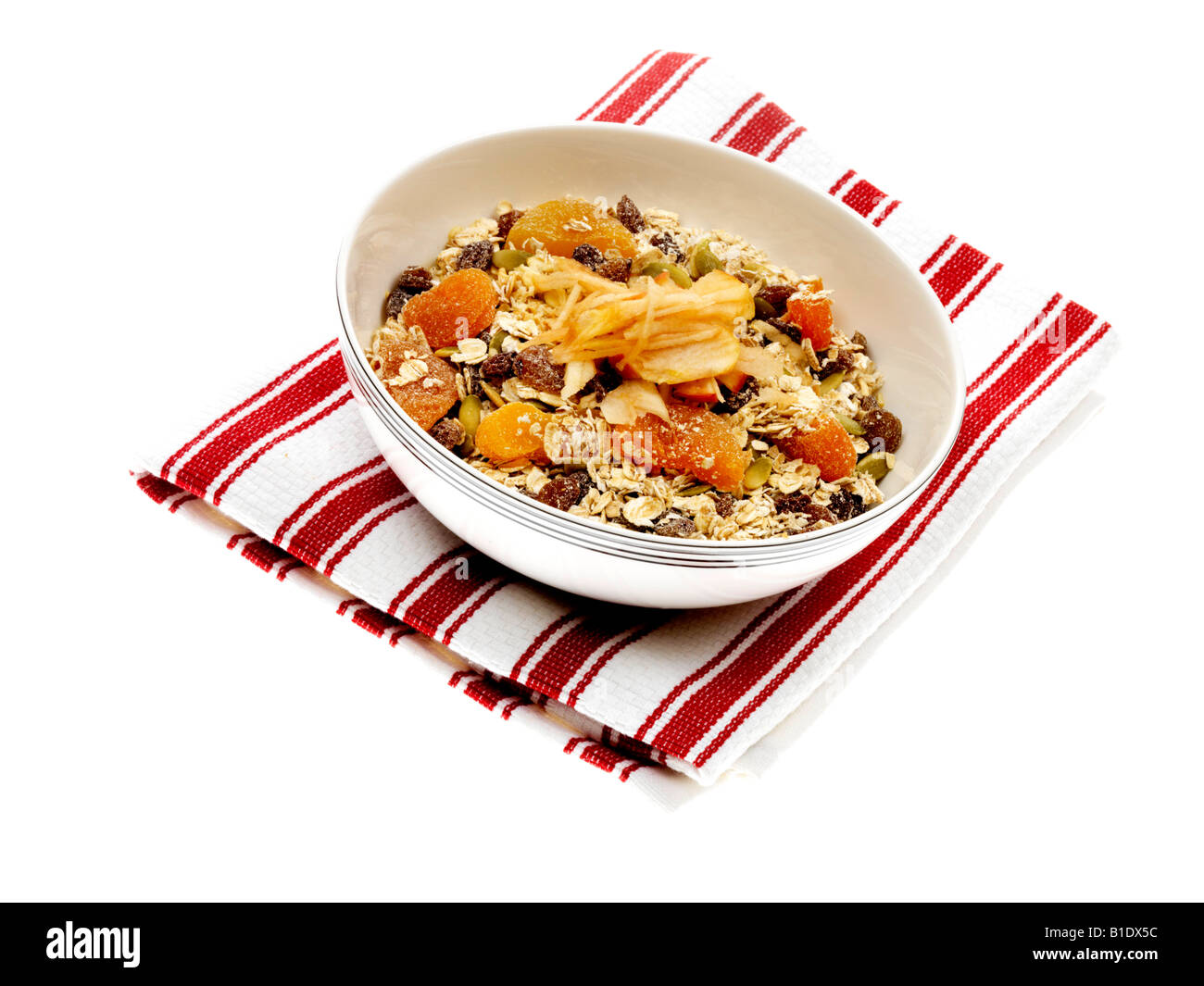 Müsli mit gemischten Früchten und Nüssen Stockfoto